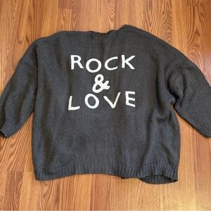 Rock & Love Dark Gray Oversized Open Cardigan Sweater One Size Cozy Music Lounge